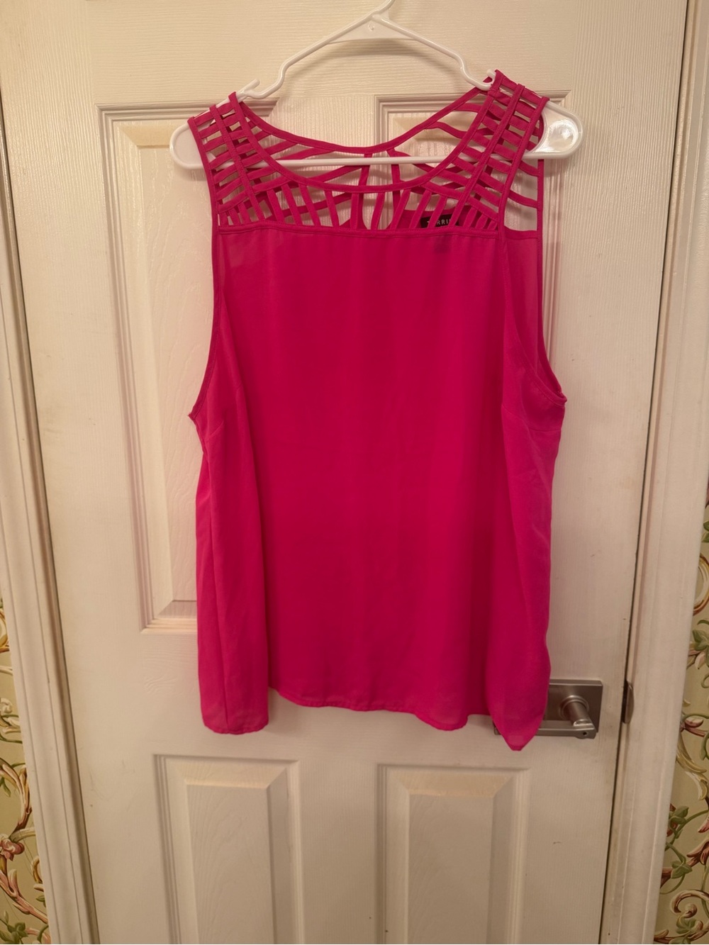 torrid Hot Pink Sleeveless Tank with Lattice Yoke
